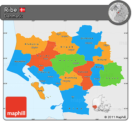 Political Simple Map of Ribe, single color outside