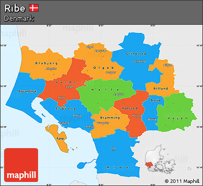 Political Simple Map of Ribe, single color outside