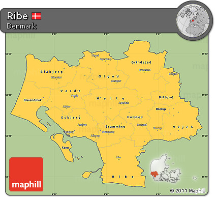 Savanna Style Simple Map of Ribe, cropped outside