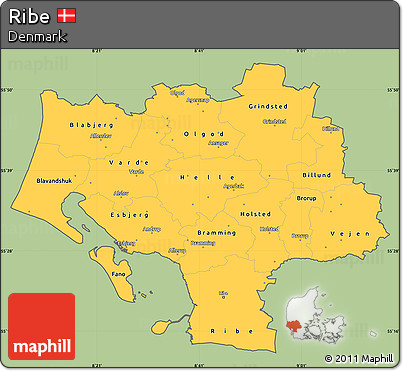 Savanna Style Simple Map of Ribe, cropped outside