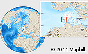 Shaded Relief Location Map of Varde, highlighted country