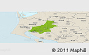 Physical Panoramic Map of Varde, shaded relief outside
