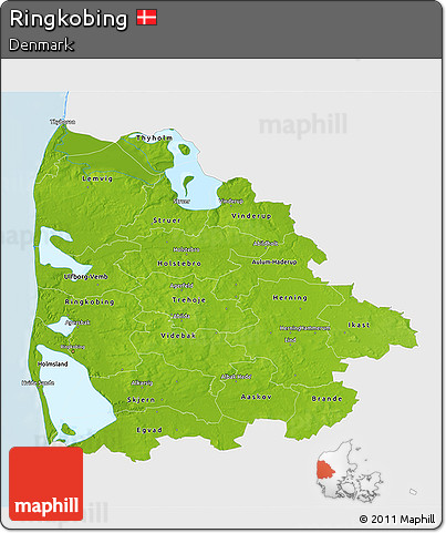 Physical 3D Map of Ringkobing, single color outside