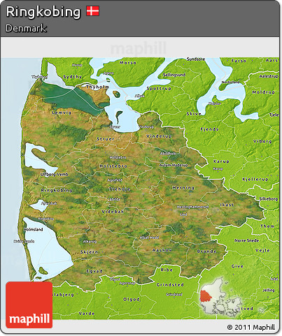 Satellite 3D Map of Ringkobing, physical outside