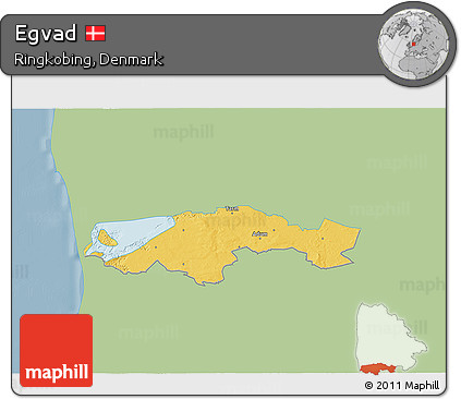Savanna Style 3D Map of Egvad, single color outside