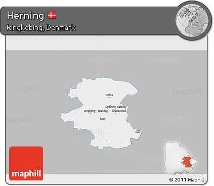Gray 3D Map of Herning, single color outside