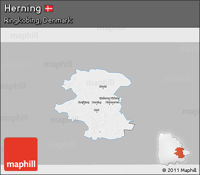 Gray 3D Map of Herning, single color outside