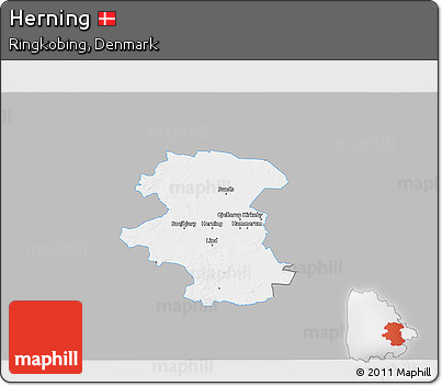 Gray 3D Map of Herning, single color outside