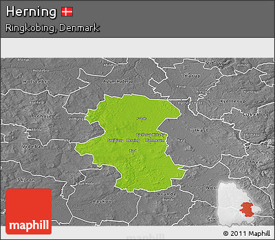 Physical 3D Map of Herning, desaturated