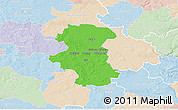 Political 3D Map of Herning, lighten