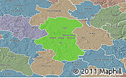 Political 3D Map of Herning, semi-desaturated