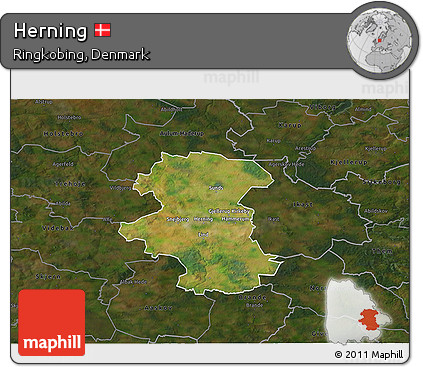 Satellite 3D Map of Herning, darken
