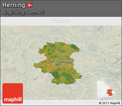 Satellite 3D Map of Herning, lighten