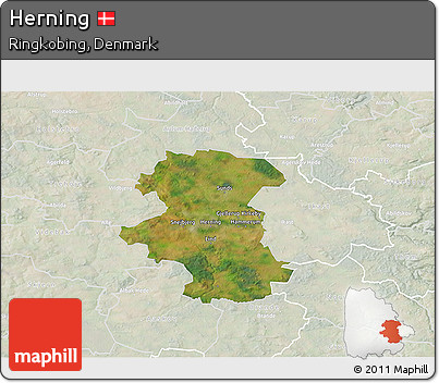Satellite 3D Map of Herning, lighten