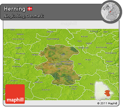 Satellite 3D Map of Herning, physical outside