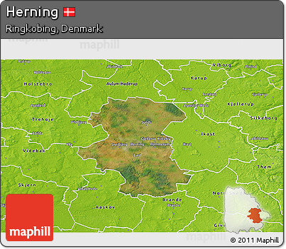 Satellite 3D Map of Herning, physical outside