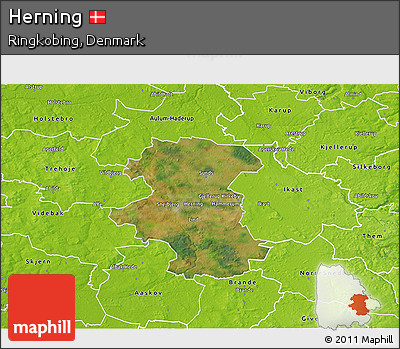 Satellite 3D Map of Herning, physical outside