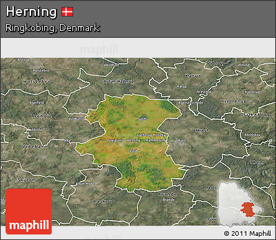 Satellite 3D Map of Herning, semi-desaturated