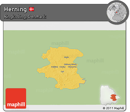 Savanna Style 3D Map of Herning, single color outside