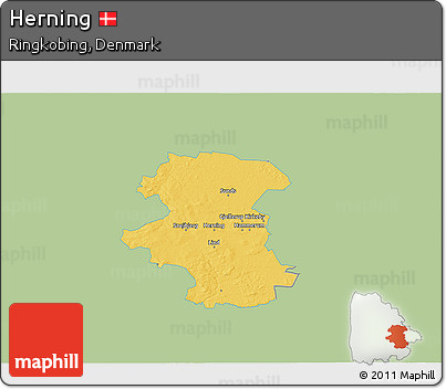 Savanna Style 3D Map of Herning, single color outside