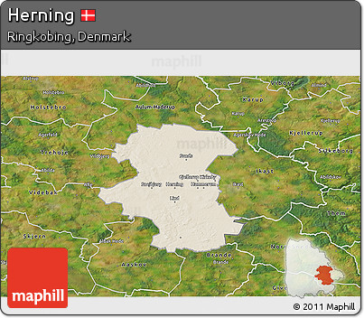 Shaded Relief 3D Map of Herning, satellite outside