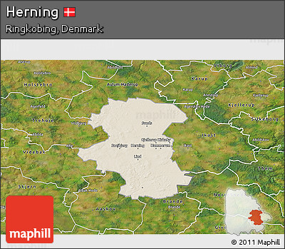 Shaded Relief 3D Map of Herning, satellite outside