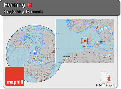 Gray Location Map of Herning, hill shading