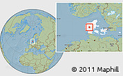 Savanna Style Location Map of Herning, highlighted country, hill shading