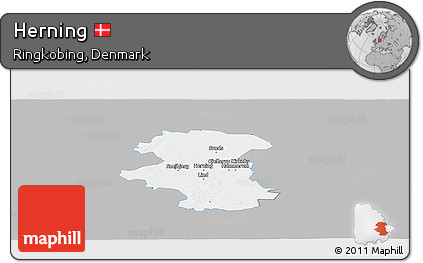 Gray Panoramic Map of Herning, single color outside