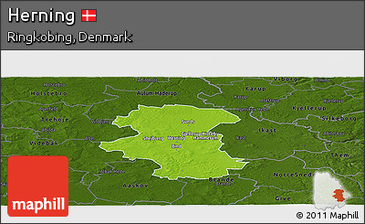 Physical Panoramic Map of Herning, darken
