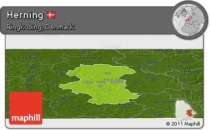 Physical Panoramic Map of Herning, darken