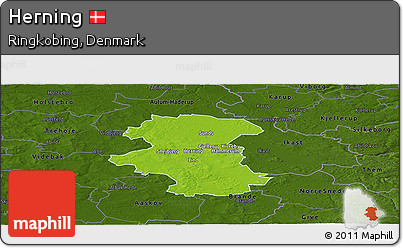 Physical Panoramic Map of Herning, darken