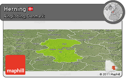 Physical Panoramic Map of Herning, semi-desaturated