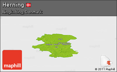 Physical Panoramic Map of Herning, single color outside