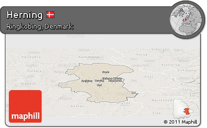 Shaded Relief Panoramic Map of Herning, lighten