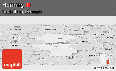 Silver Style Panoramic Map of Herning