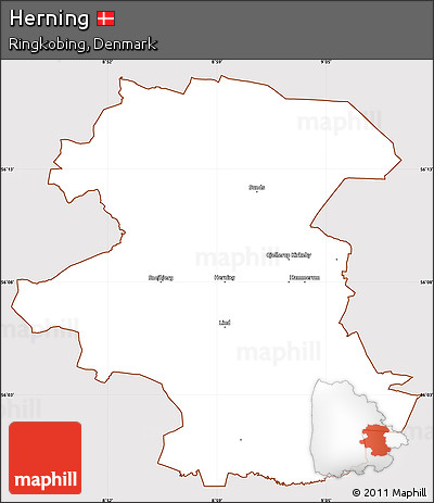 Classic Style Simple Map of Herning, cropped outside