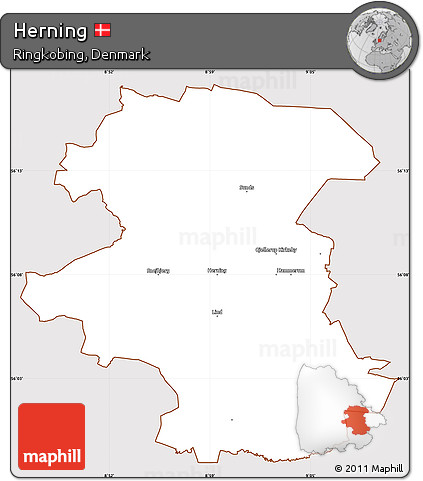 Classic Style Simple Map of Herning, cropped outside