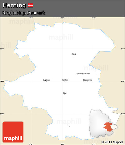 Classic Style Simple Map of Herning, single color outside