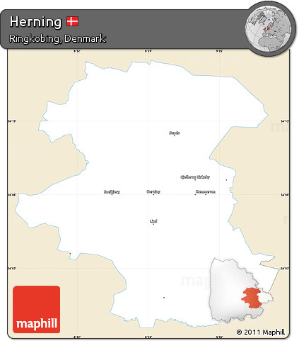 Classic Style Simple Map of Herning, single color outside
