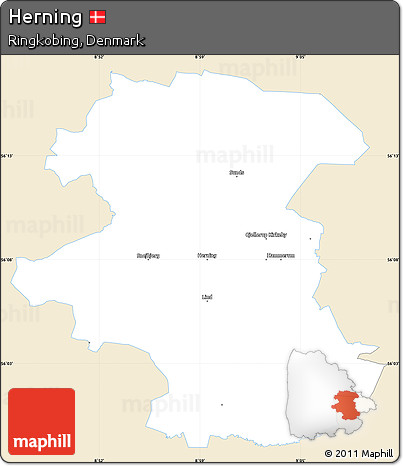 Classic Style Simple Map of Herning, single color outside