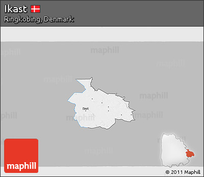 Gray 3D Map of Ikast, single color outside