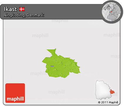 Physical 3D Map of Ikast, cropped outside