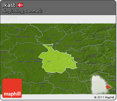 Physical 3D Map of Ikast, darken