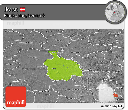 Physical 3D Map of Ikast, desaturated