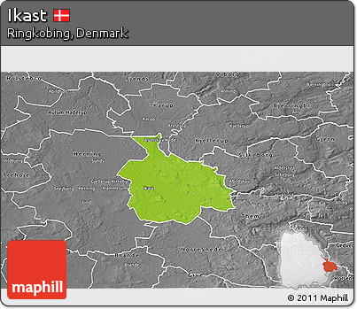 Physical 3D Map of Ikast, desaturated