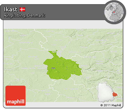 Physical 3D Map of Ikast, lighten