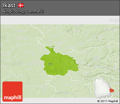 Physical 3D Map of Ikast, lighten
