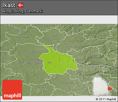 Physical 3D Map of Ikast, semi-desaturated
