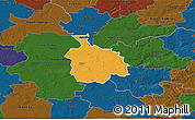 Political 3D Map of Ikast, darken